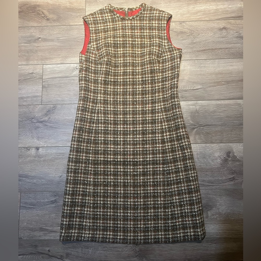Pendleton Checkered Midi Dress - Black, Brown, Cream, Red Accents